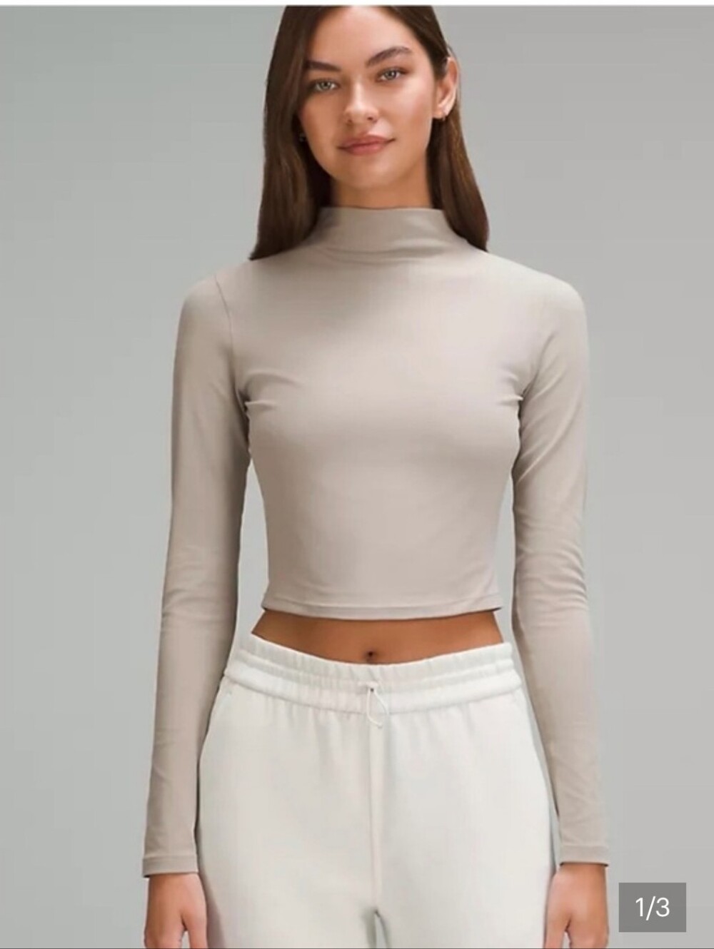 lululemon athletica Cream Mock Neck Long Sleeve Top Size 4 Nwot